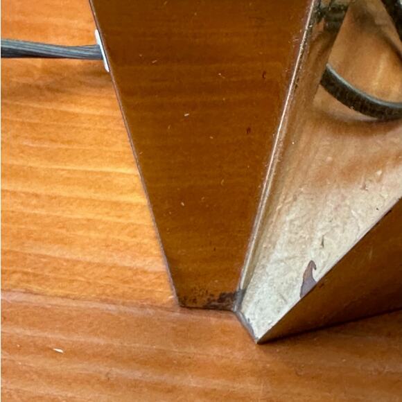 Vintage Quirky Angular Gold Metal Lamp with Purple Shade - Picture 9 of 10